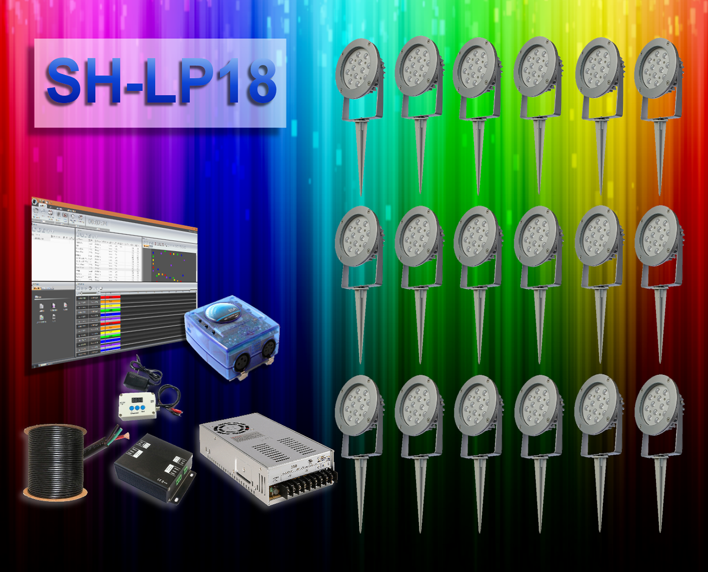 SH-LP18 | 18 LED Landscape Package with Controller - Spectrum HUE Lights