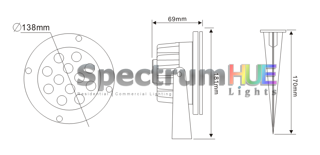 SH-S12 | 12W RGB Landscape Spot Light - Spectrum HUE Lights