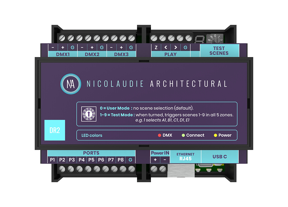 DINA-DR2-LITE | Nicolaudie Network Lighting Controller 512ch, Din Rail, Limited - Spectrum HUE Lights