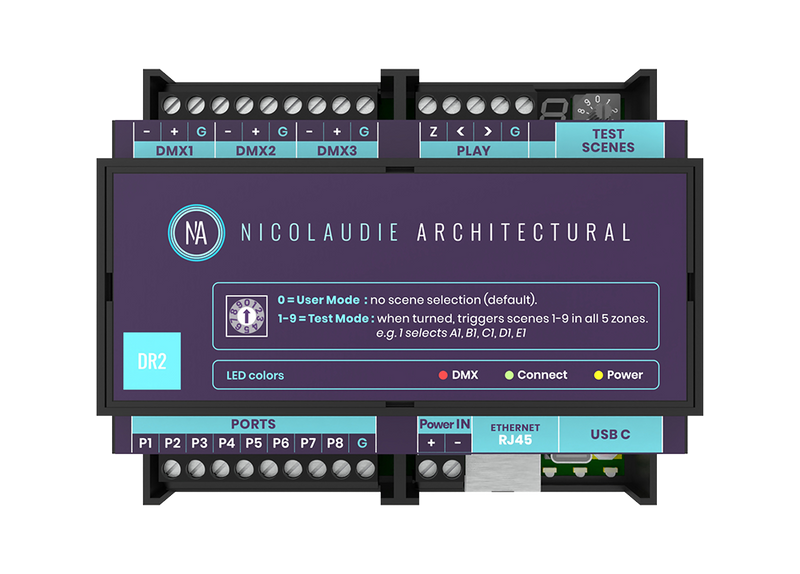 DINA-DR2-LITE | Nicolaudie Network Lighting Controller 512ch, Din Rail, Limited - Spectrum HUE Lights